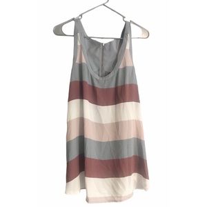 Express Women's Striped Zip Racerback Tank Top Sleeveless Blouse Gray Pink XL